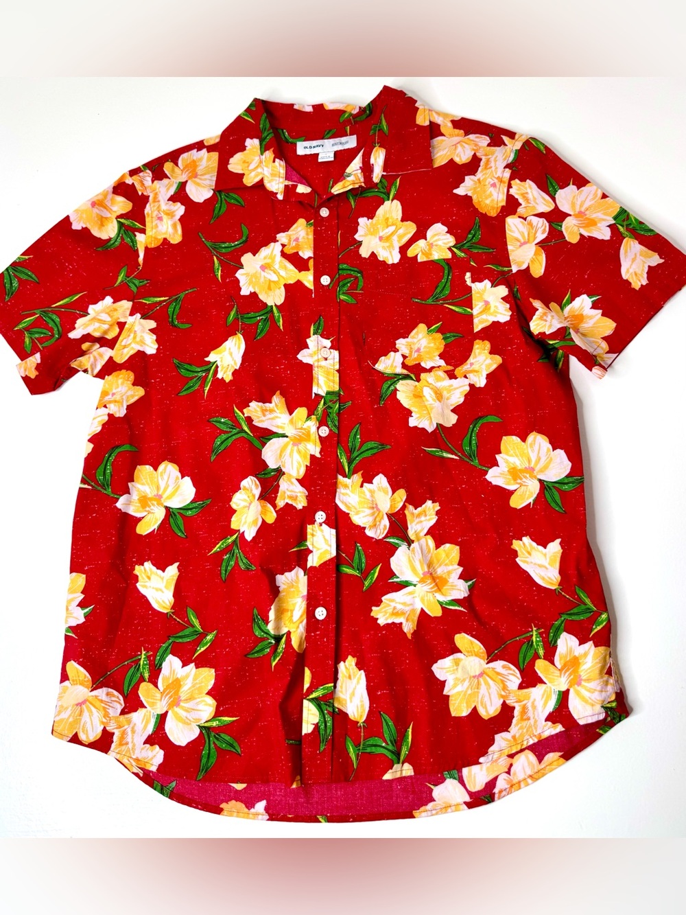 Old Navy Red Floral Button-Up Shirt